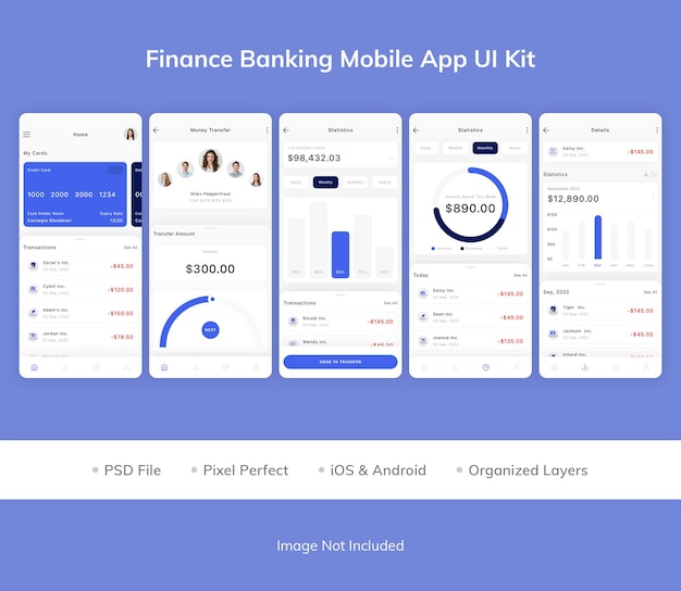 PSD kit de iu do aplicativo móvel do finance banking