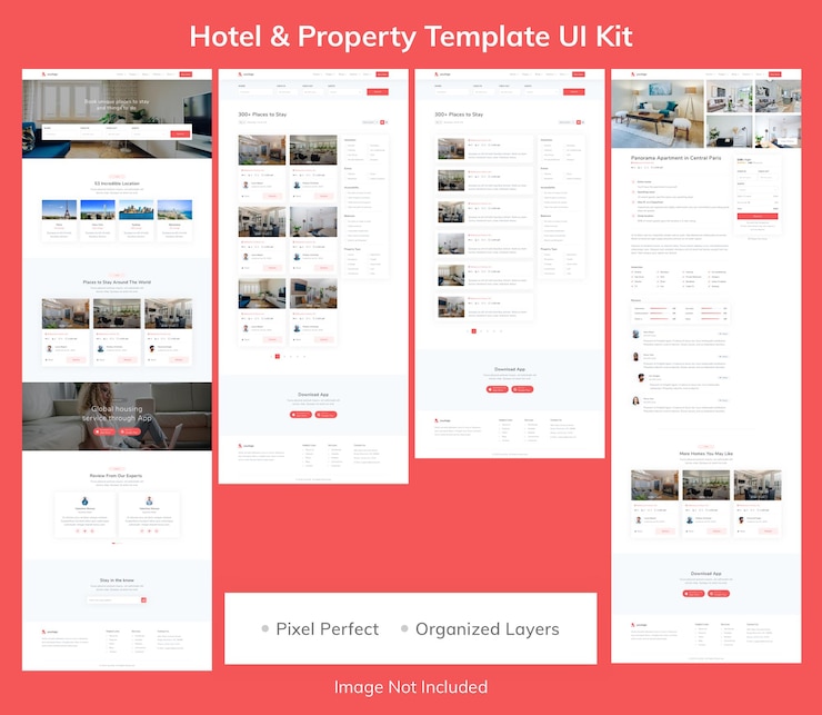 PSD kit de iu do modelo de propriedade de amp de hotel