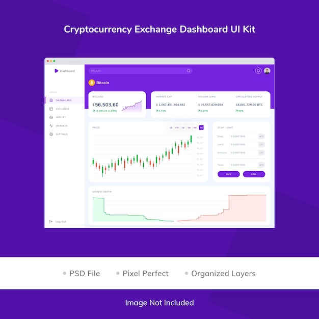 Kit de iu do painel de troca de criptomoedas