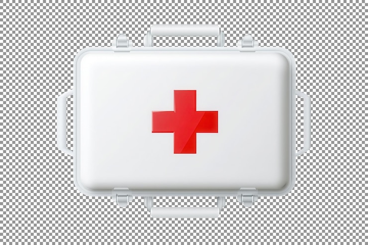 PSD kit de primeiros socorros branco com fundo transparente da cruz vermelha