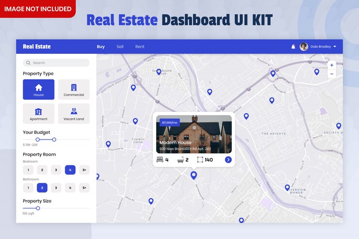 Kit dell'interfaccia utente del dashboard del Finder immobiliare