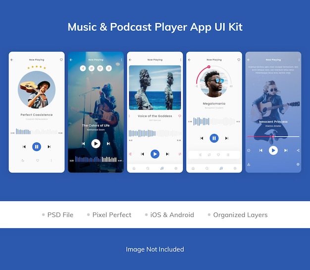 Kit dell'interfaccia utente dell'app Podcast Player per amplificatori musicali
