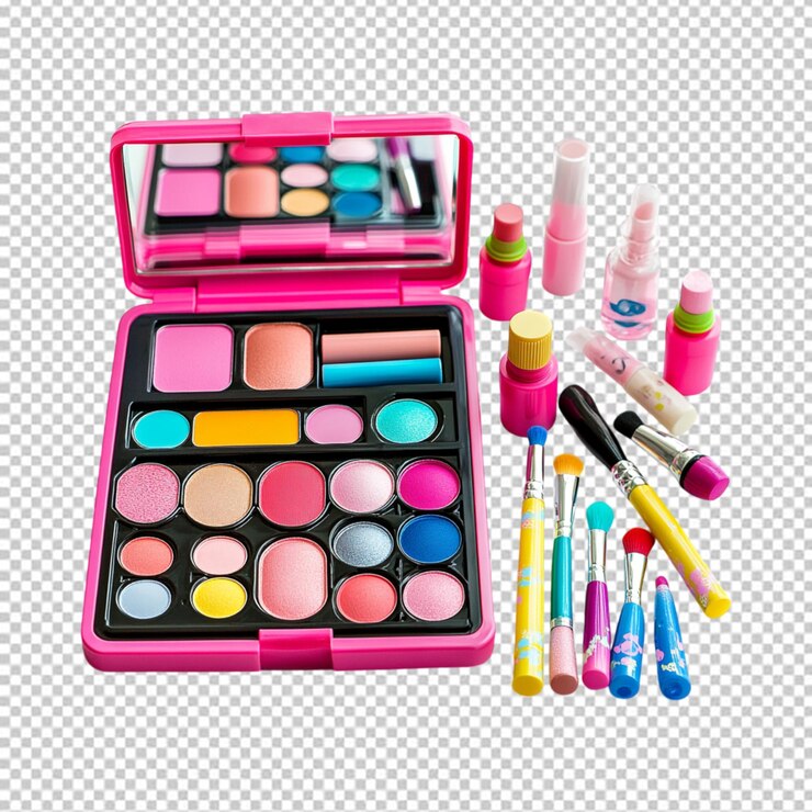 PSD kit di trucco per bambini isolato su uno sfondo trasparente