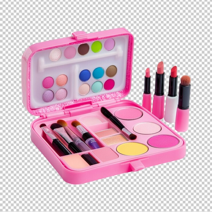 PSD kit di trucco per bambini isolato su uno sfondo trasparente