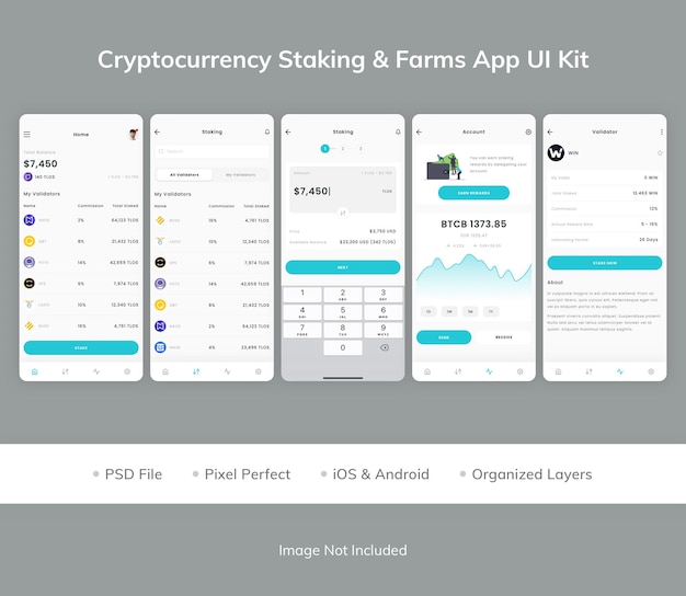 Kit D'interface Utilisateur D'application De Fermes D'amplis De Jalonnement De Crypto-monnaie