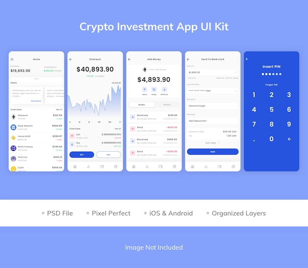 PSD kit d'interface utilisateur de l'application d'investissement crypto