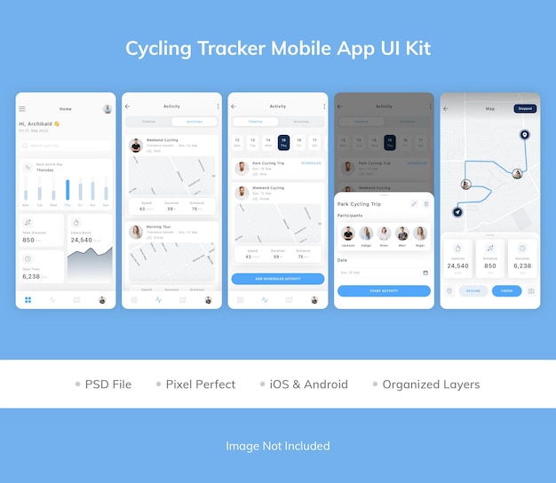 Kit D'interface Utilisateur De L'application Mobile Cycling Tracker