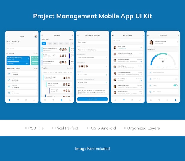 Kit D'interface Utilisateur D'application Mobile De Gestion De Projet