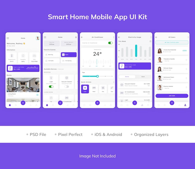 Kit d'interface utilisateur de l'application mobile Smart Home
