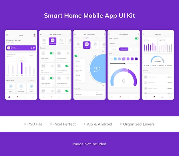 PSD kit d'interface utilisateur de l'application mobile smart home