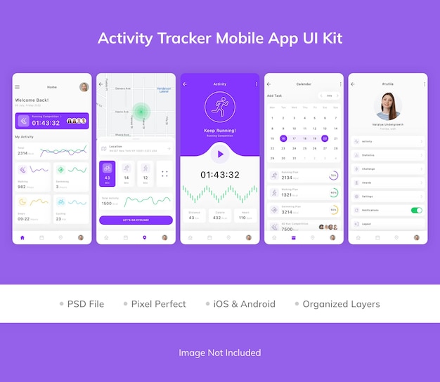 Kit d'interface utilisateur d'application mobile de suivi d'activité