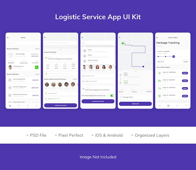 PSD kit d'interface utilisateur de l'application de service logistique