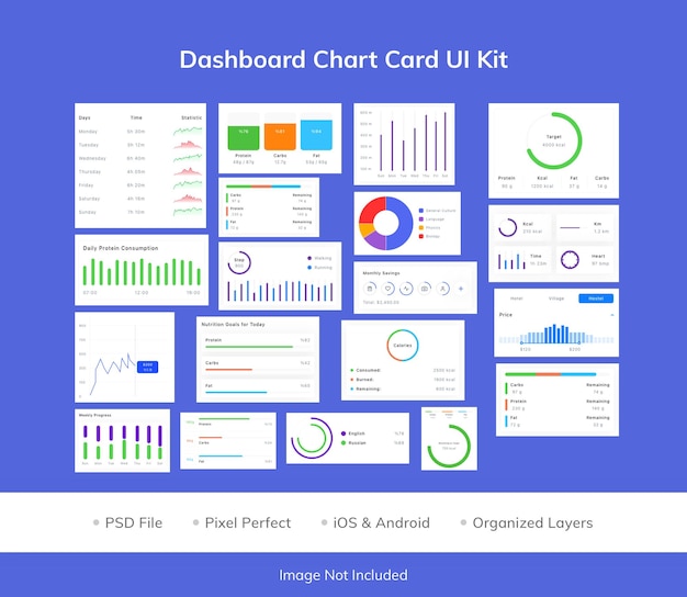 PSD kit d'interface utilisateur de carte de tableau de bord