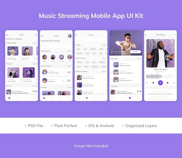 Kit D'interface Utilisateur Pour Application Mobile De Diffusion De Musique