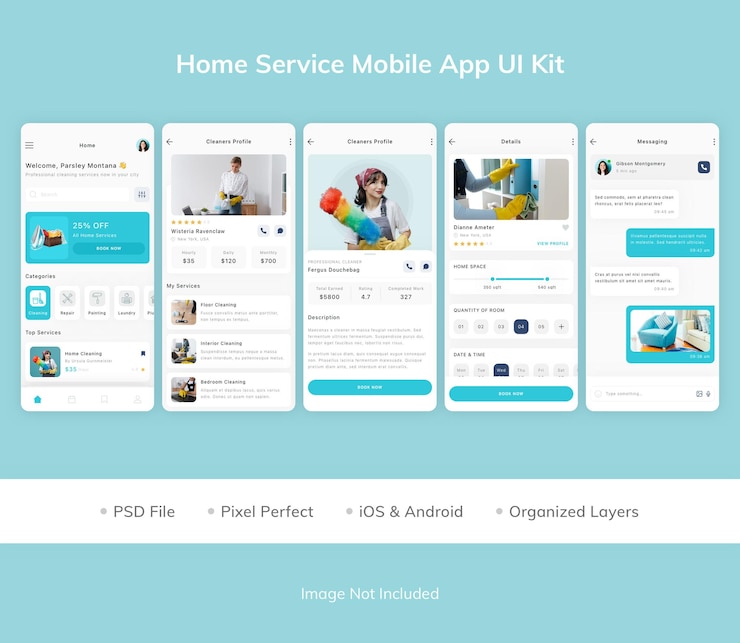 PSD kit d'interface utilisateur pour l'application mobile home service