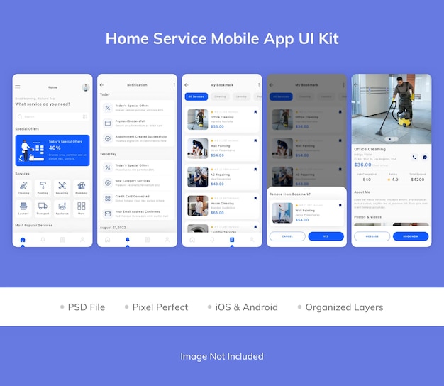 Kit D'interface Utilisateur Pour L'application Mobile Home Service