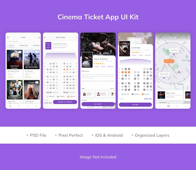 Kit D'interface Utilisateur Pour L'application Ticket De Cinéma