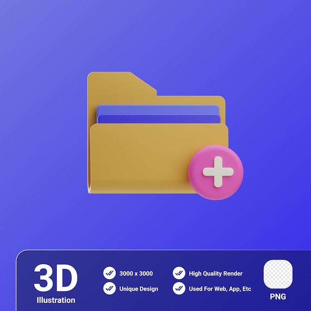 PSD kit d'interface utilisateur de site web d'illustration 3d ajouter un dossier