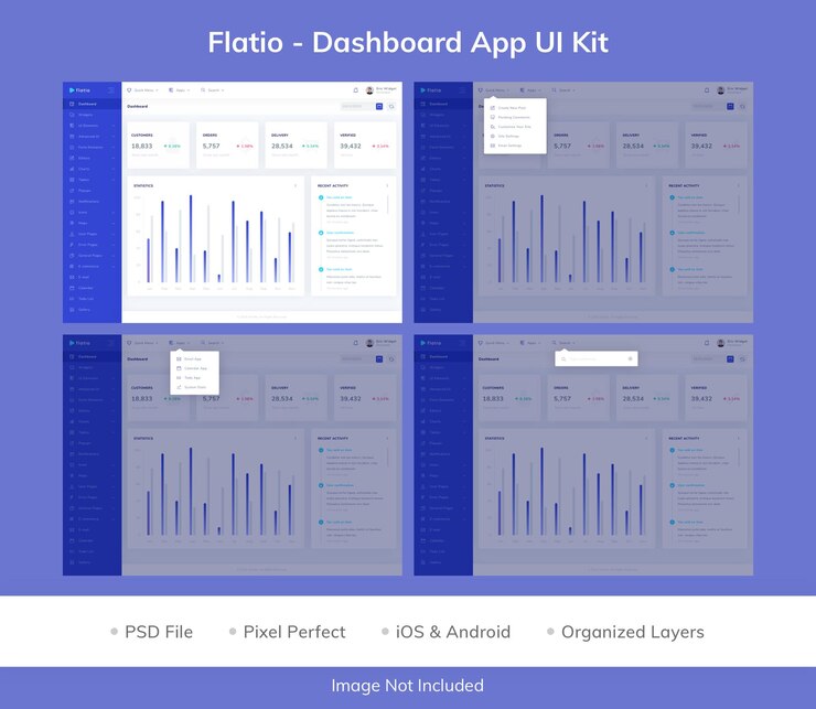PSD kit de interfaz de usuario de la aplicación dashboard