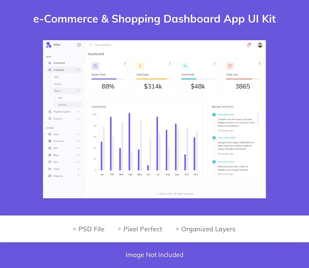 Kit de interfaz de usuario de la aplicación eCommerce amp Shopping Dashboard