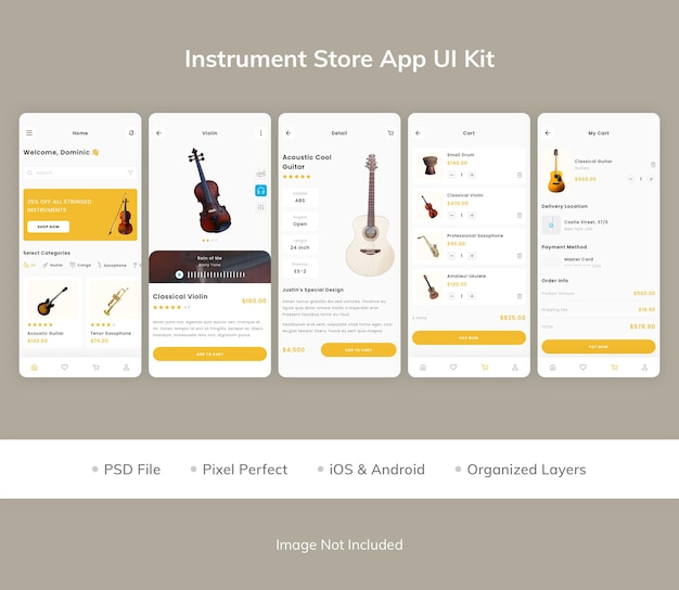 Kit de interfaz de usuario de la aplicación instrument store