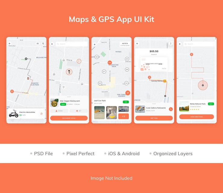 Kit de interfaz de usuario de la aplicación Maps amp GPS