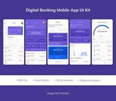 PSD kit de interfaz de usuario de la aplicación móvil de banca digital