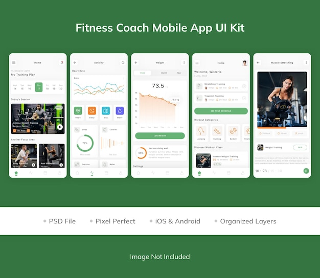 Kit de interfaz de usuario de la aplicación móvil fitness coach