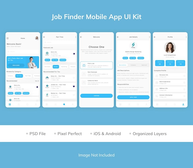 Kit de interfaz de usuario de la aplicación móvil Job Finder
