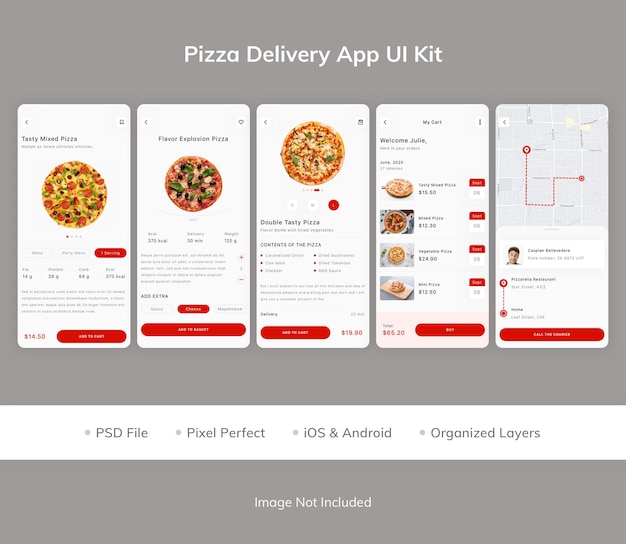 Kit de interfaz de usuario de la aplicación Pizza Delivery