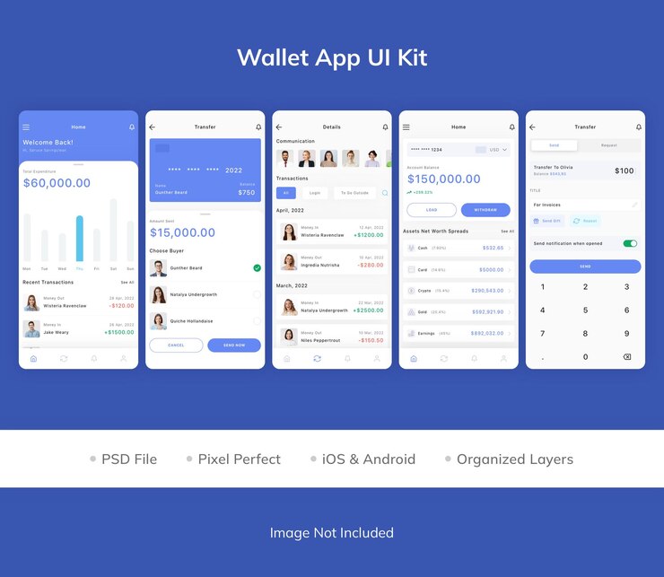 PSD kit de interfaz de usuario de la aplicación wallet