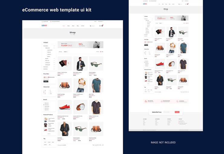 PSD kit de interfaz de usuario de plantilla web de comercio electrónico
