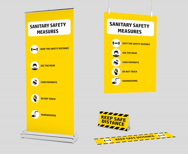 Kit De Maquette De Signalisation Pour La Nouvelle Normalité Après La Pandémie De Covid-19