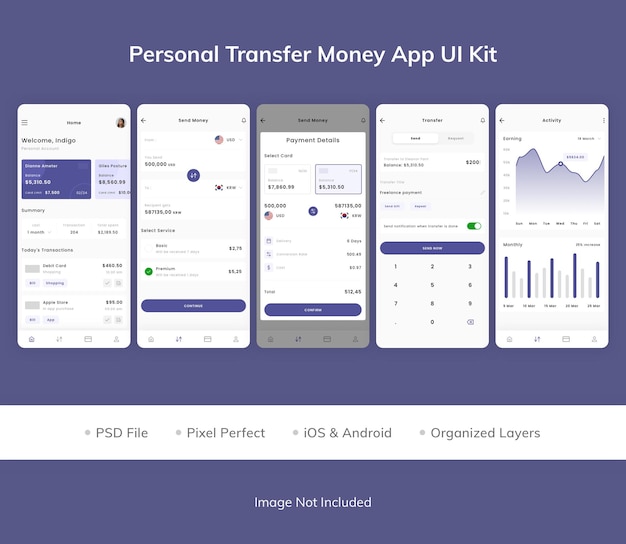Kit per l'interfaccia utente dell'app per il trasferimento di denaro personale