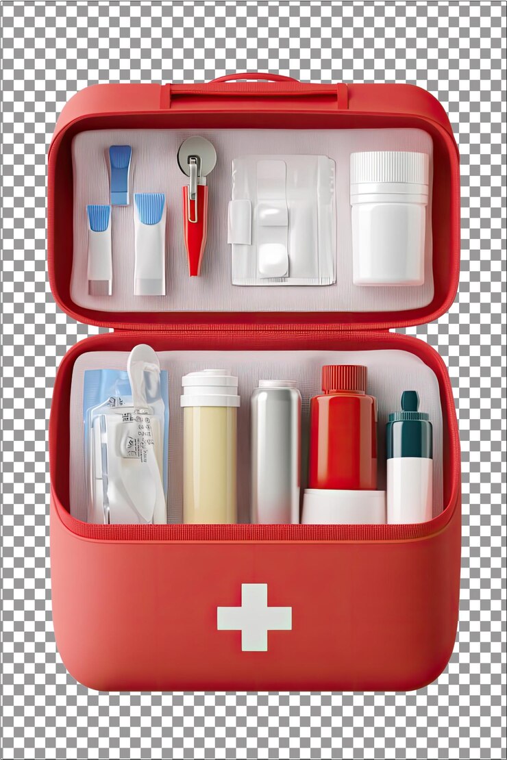 Kit de primeros auxilios de emergencia para el tratamiento de lesiones leves en el aula Isola hiperrealista