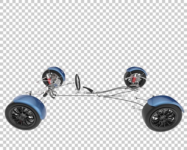 Kit de suspensión de coche aislado sobre fondo transparente Ilustración de renderizado 3d