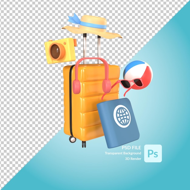 Kit De Vacances D'été Rendu 3d Illustration