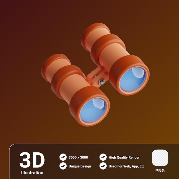 Kit de viaje binocular ilustración 3d