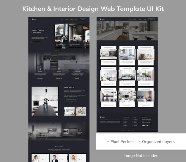 Kitchen amp interior design web template ui kit