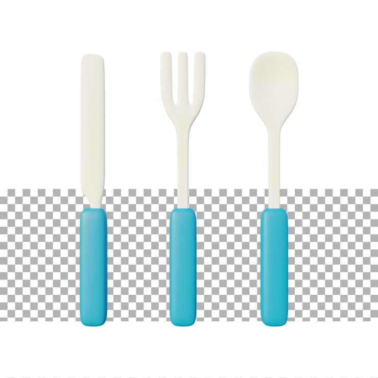 PSD kitchen knife fork and spoon 3d rendering