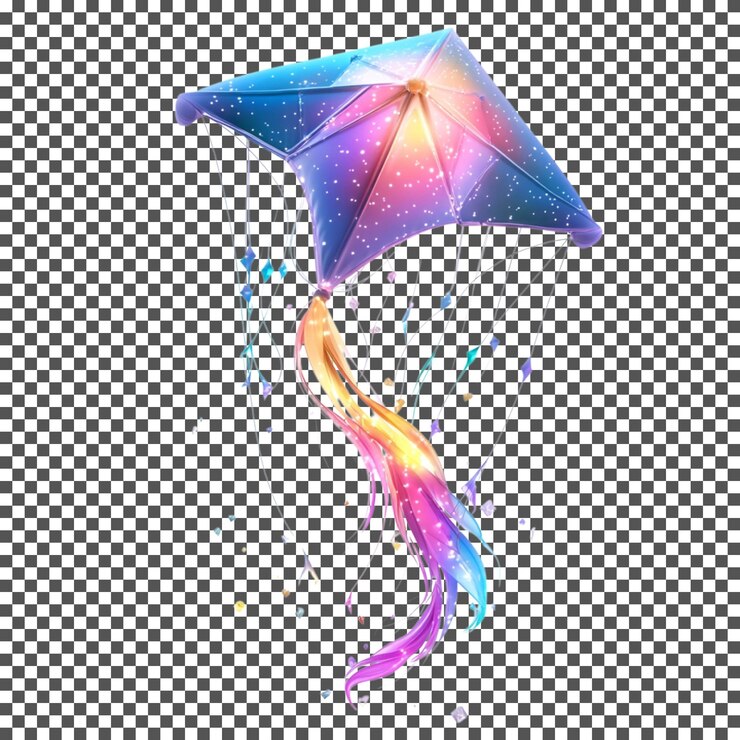 PSD kite cósmico isolado em fundo transparente