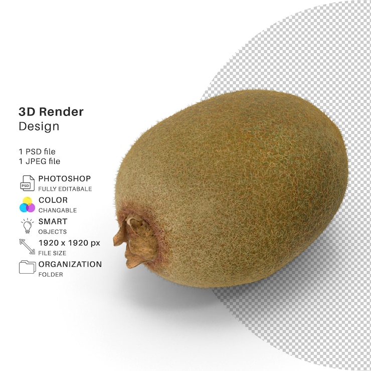 PSD kiwi fruit 3d modelado psd archivo realista
