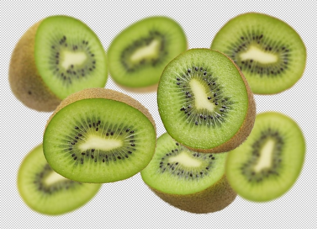 Kiwi Fruit Slice Close Up Frisch und gesundes Essen Grüne Farbe Isolierte Sammlung