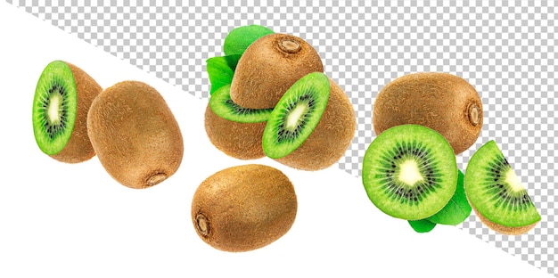 Kiwi isolado no fundo branco com traçado de recorte