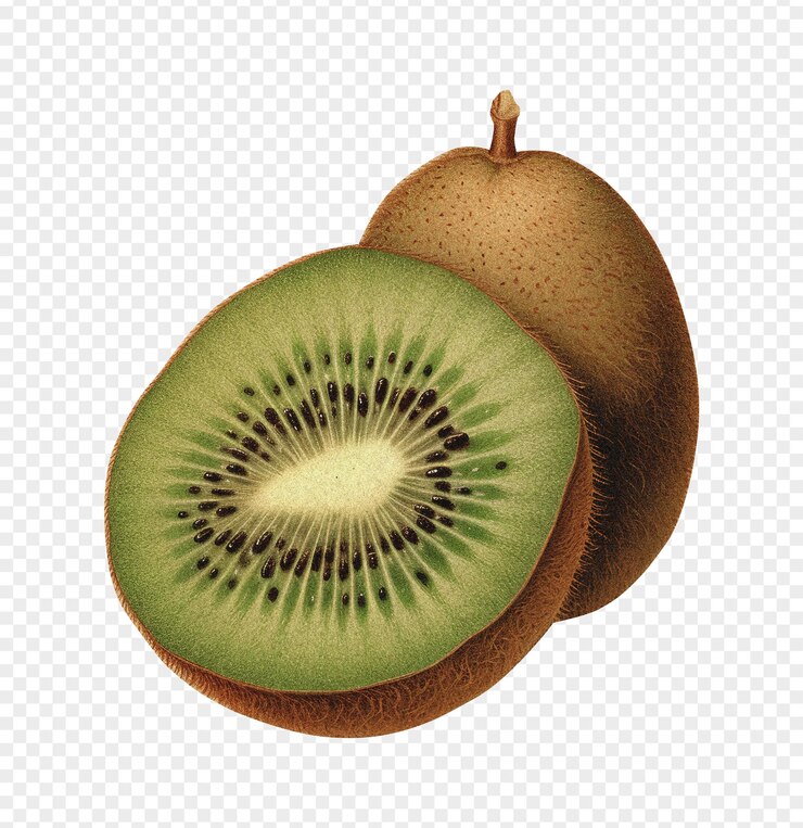 PSD kiwi isoliert auf durchsichtigem hintergrund alte botanische illustration
