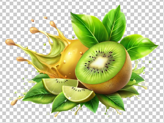 Kiwi-Saft-Splash isoliert auf weißem Hintergrund