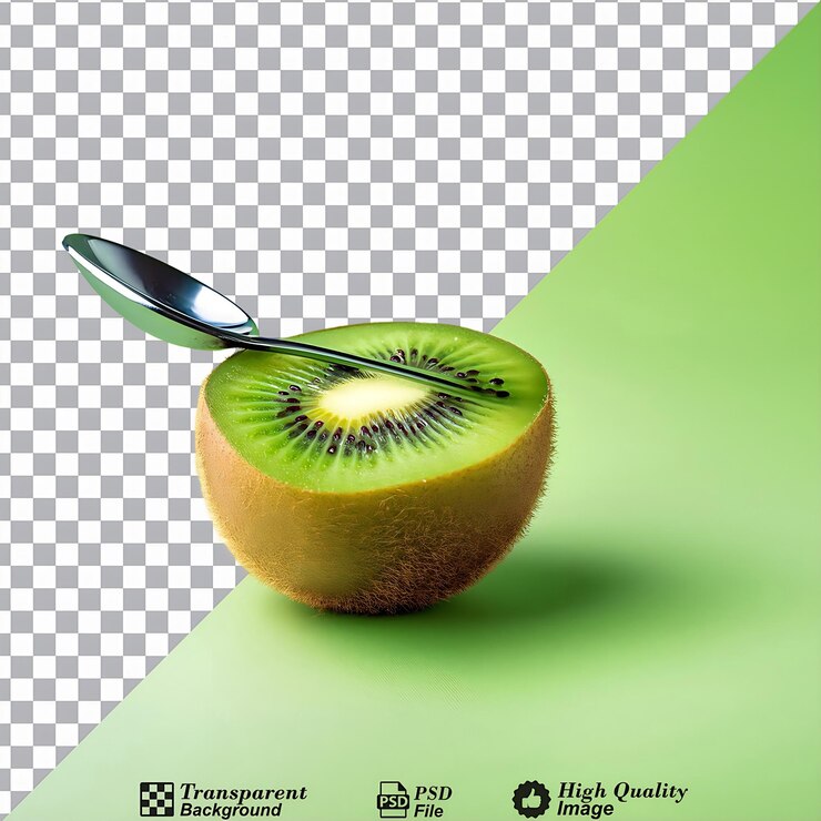PSD kiwi-scheibe mit löffel frischfruchtbilder