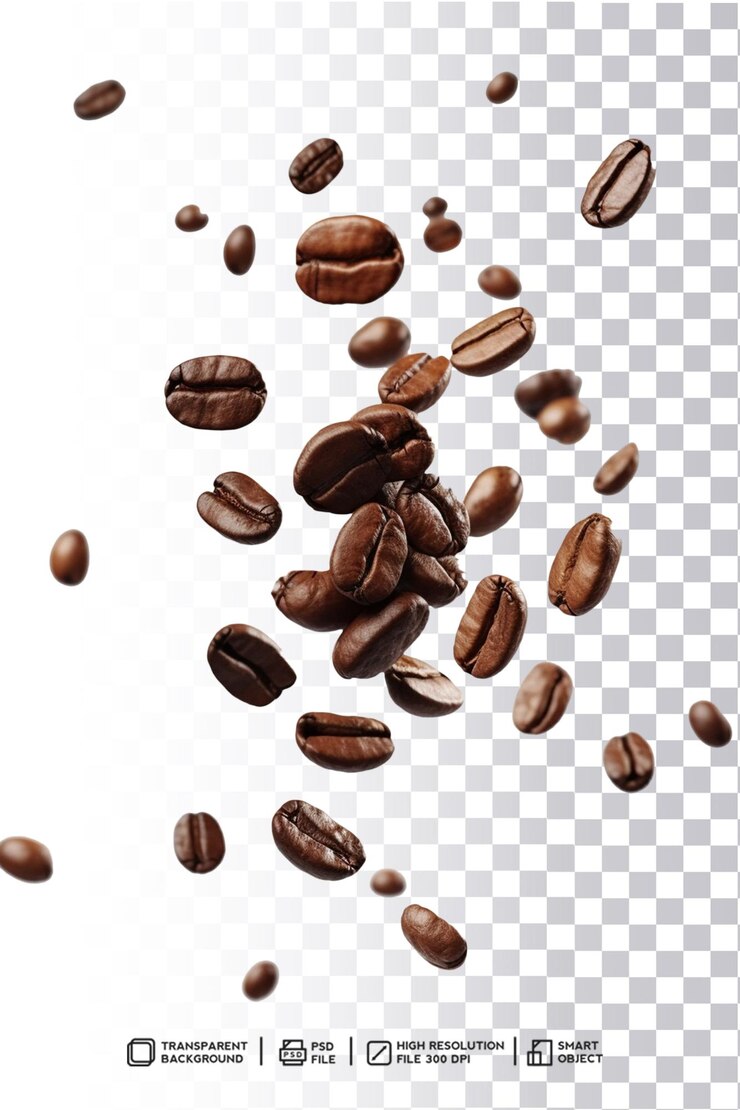 Klare Kaffeebohnen auf Premium-PSD-Ebene