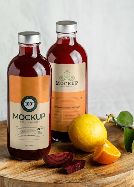 Klarglasflaschenmodell mit gesundem Fruchtsaft