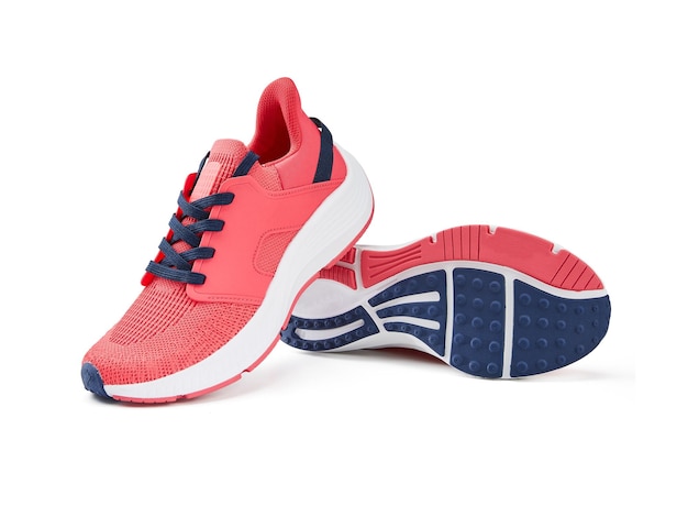 klassische Sneaker, Sport- und Straßenkleidung, modische Sportbekleidung, leichtes Rot und Blau